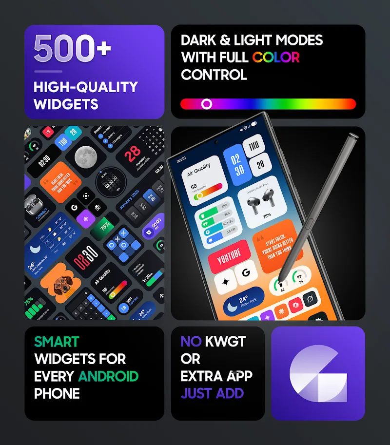 Pratinjau antarmuka Galaxy Widgets: One UI 1