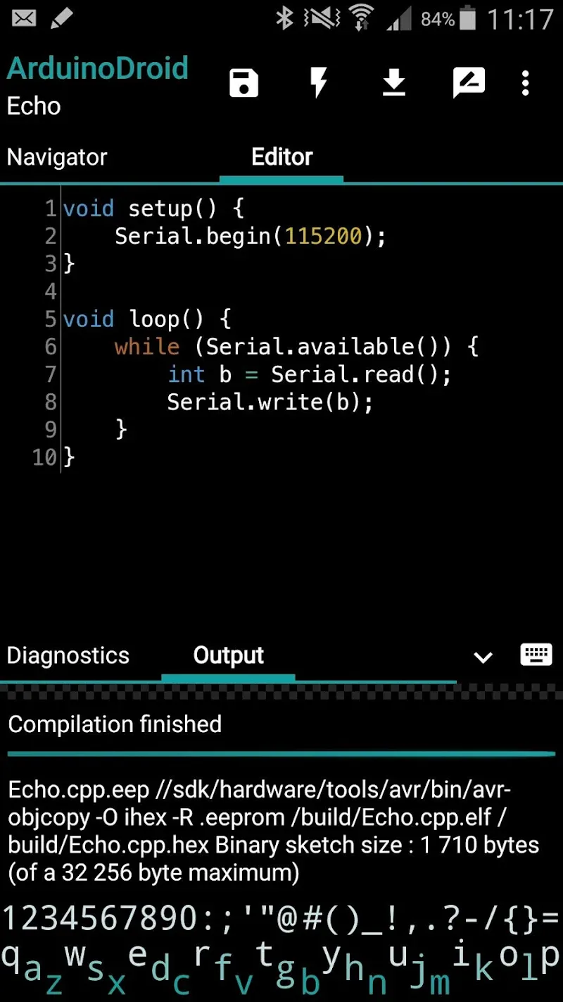 Скриншот ArduinoDroid 3