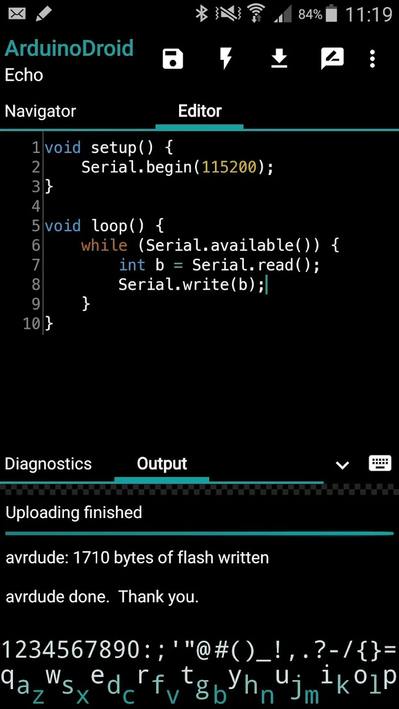 Скриншот ArduinoDroid 4