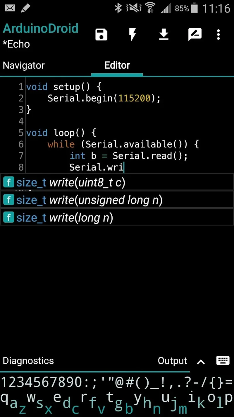 Скриншот ArduinoDroid 1