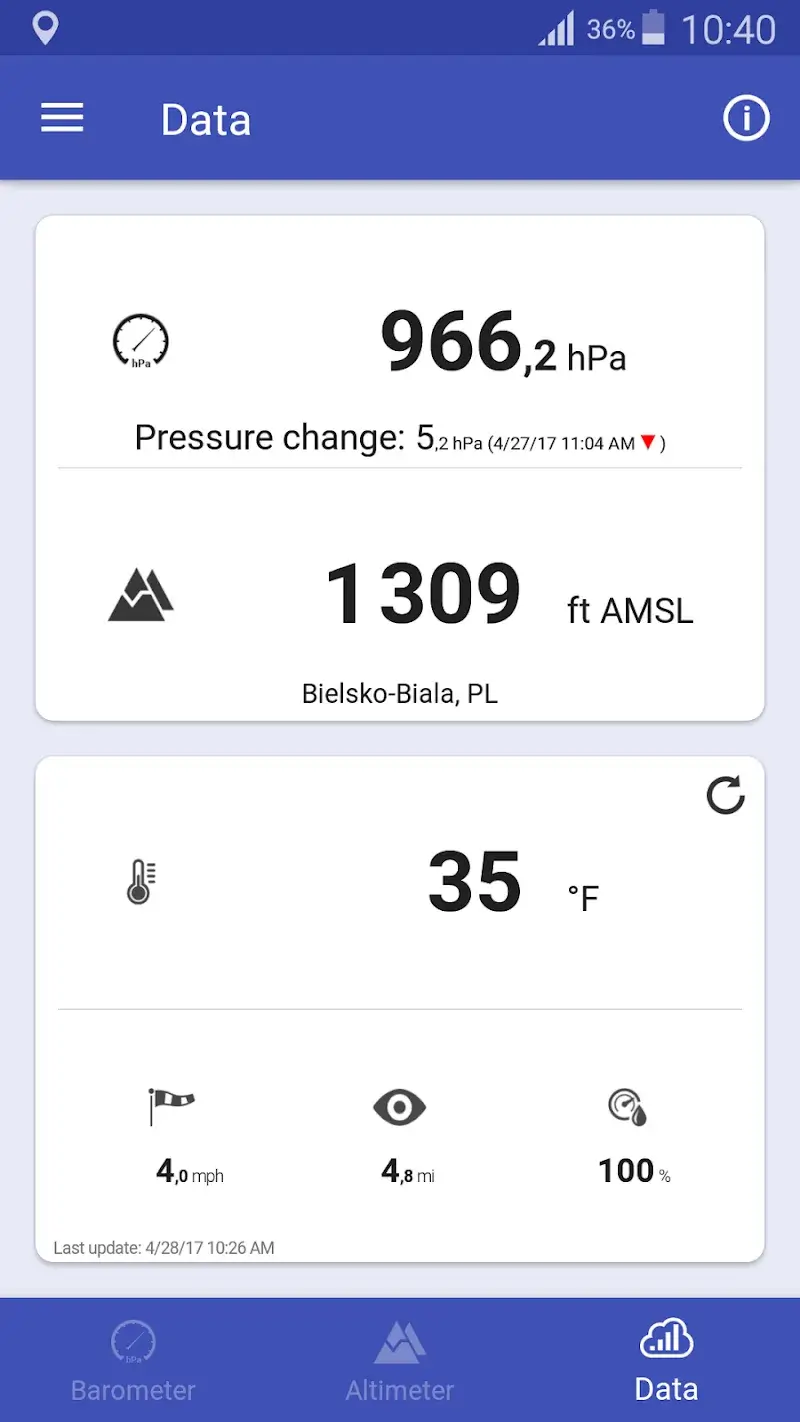Capture d'écran Baromètre & Altimètre 4