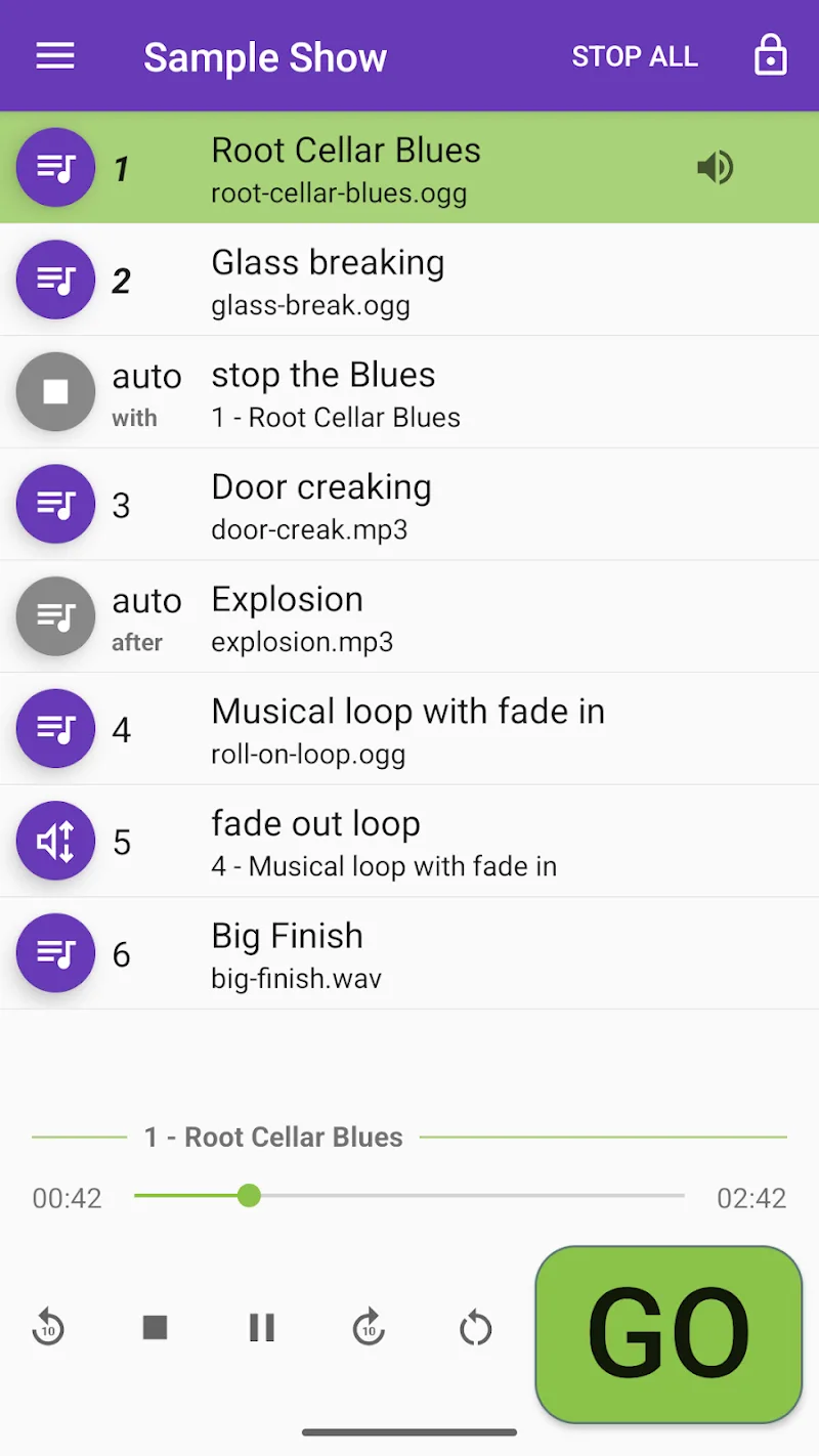 Tangkapan layar Audio Cues 1