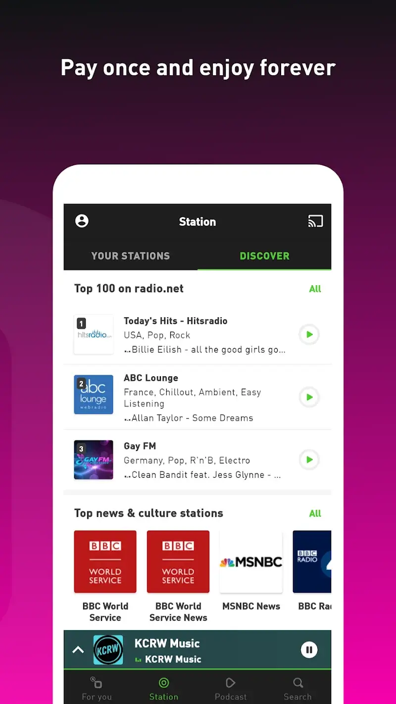 ภาพหน้าจอ radio.net PRIME 3