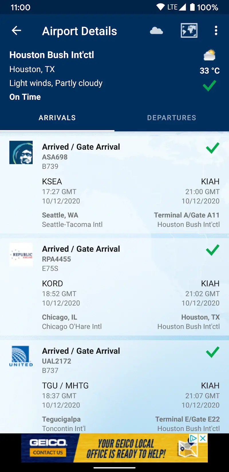 Captura de pantalla de FlightAware Flight Tracker 5