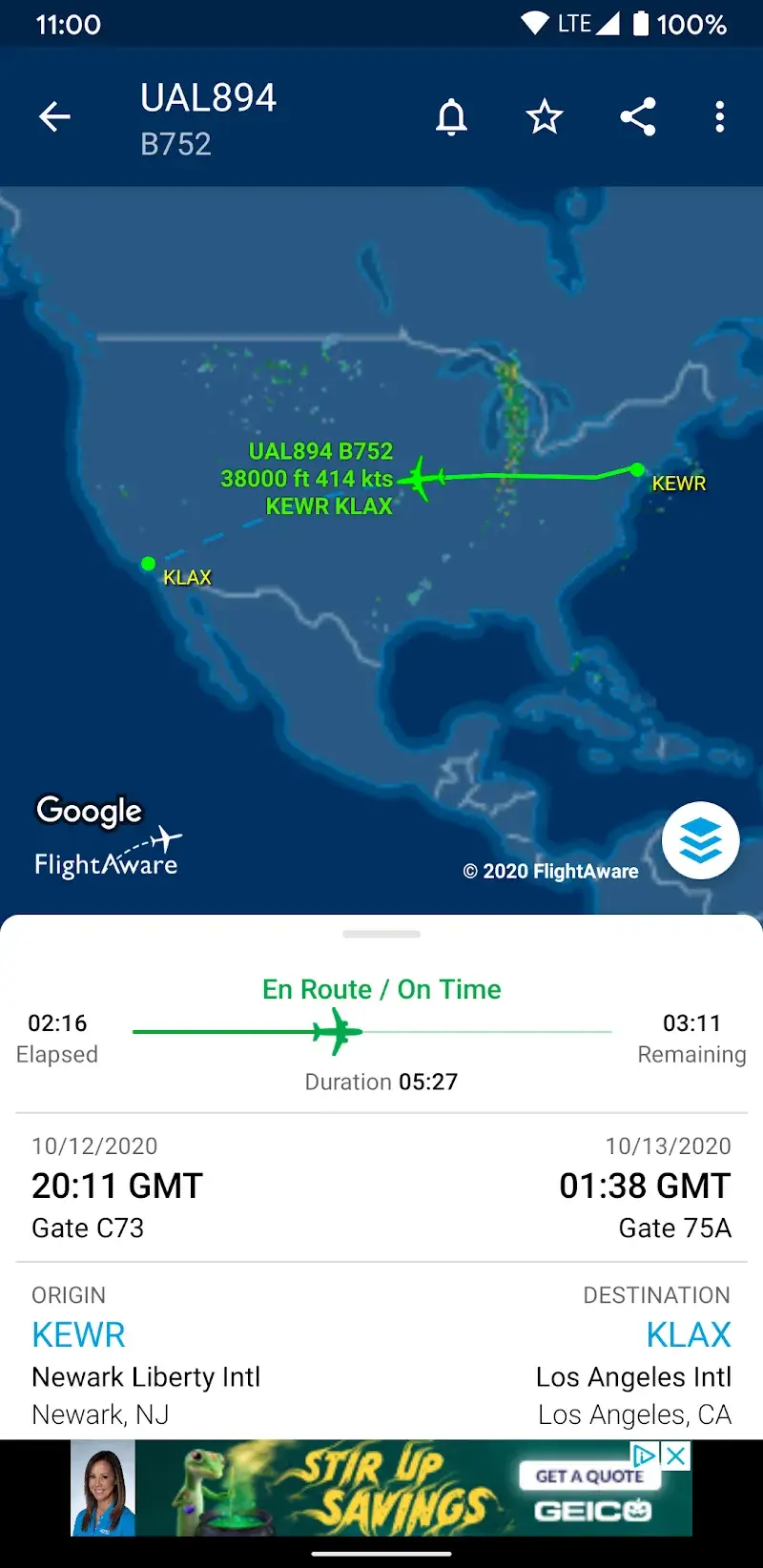 Captura de pantalla de FlightAware Flight Tracker 3