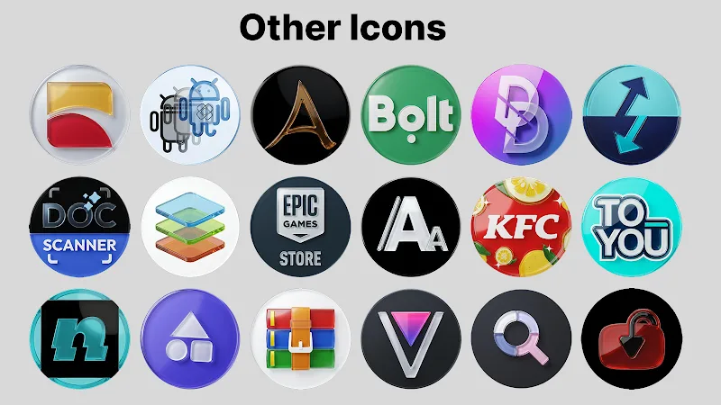 Скриншот экрана OneUi Glossy Icons 5