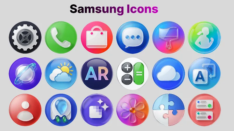 Скриншот экрана OneUi Glossy Icons 1