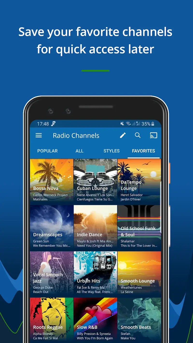Tangkapan layar RadioTunes 5