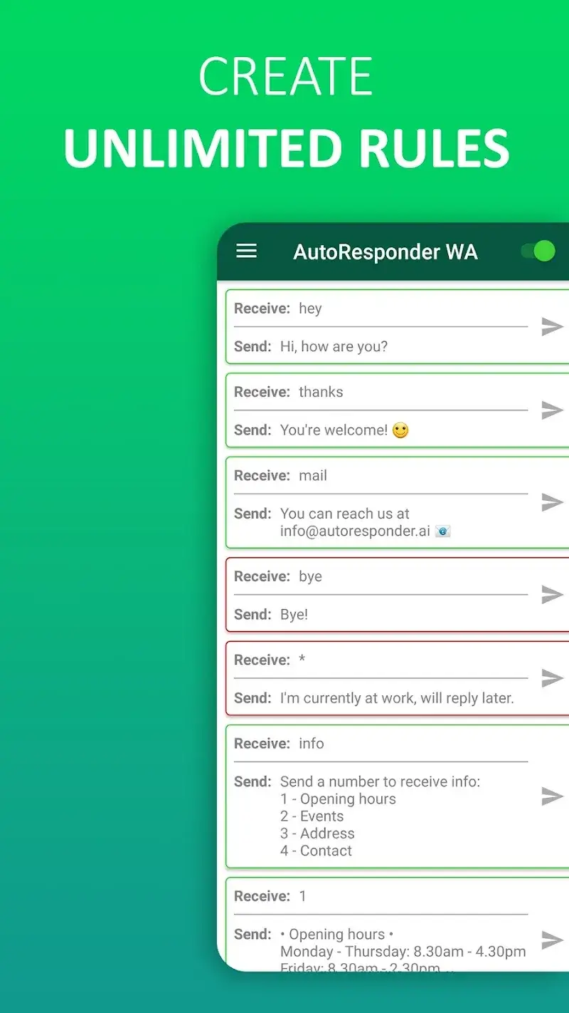 Ảnh chụp màn hình AutoResponder for WhatsApp 3