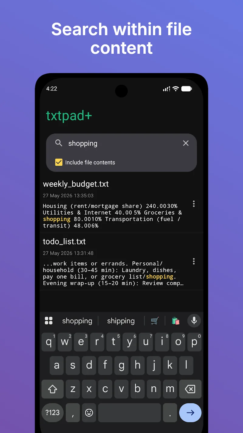 Primera captura de pantalla de txtpad+