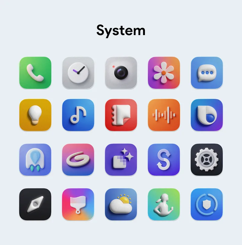 ภาพหน้าจอ OneUi Puff 3D Icon Pack 3