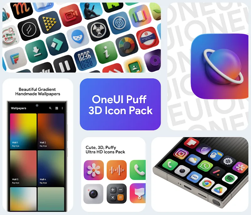 ภาพหน้าจอ OneUi Puff 3D Icon Pack 1