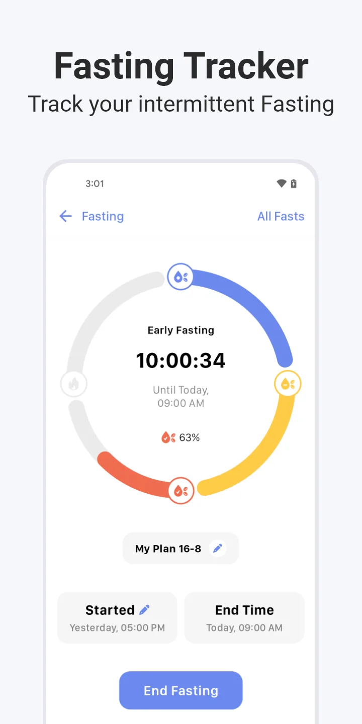 Aperçu dans l'application Calory 3