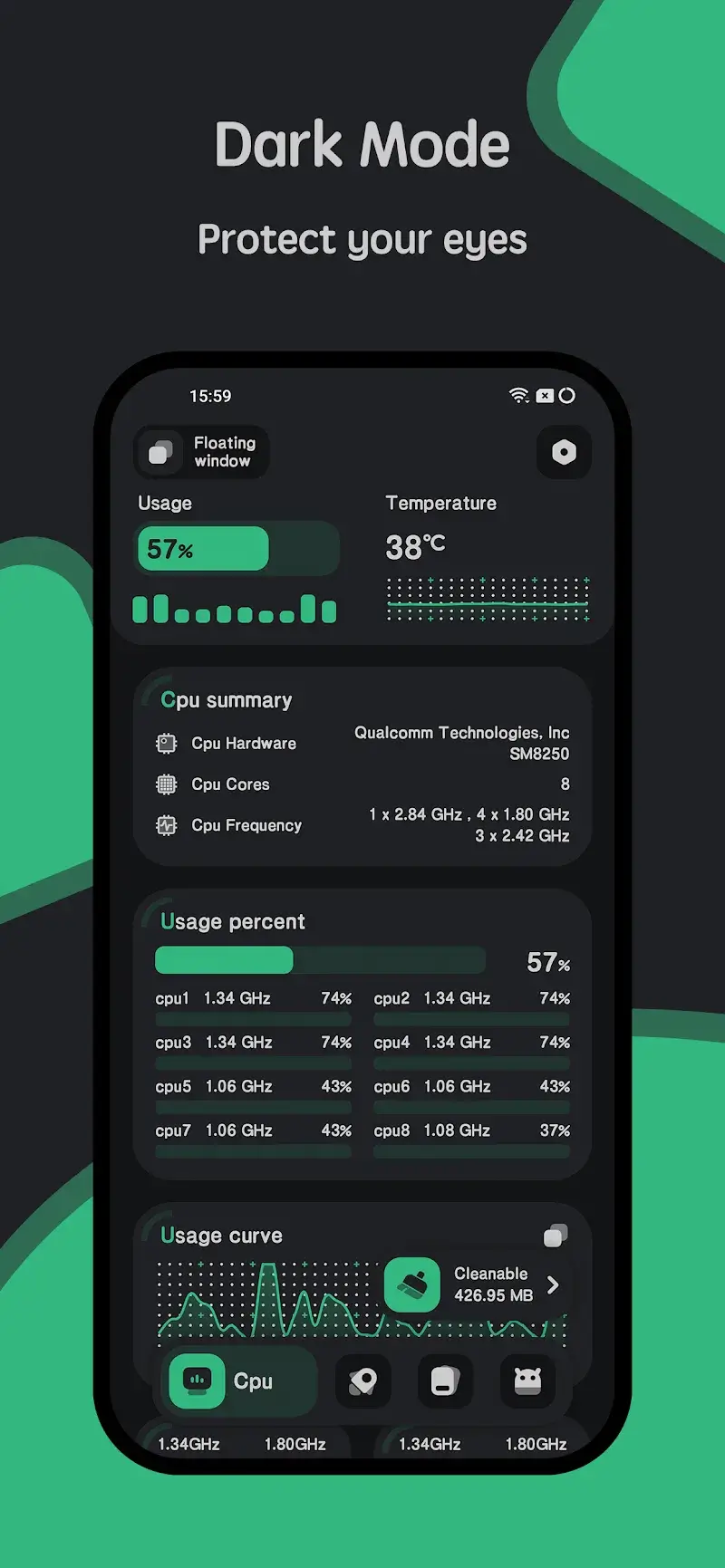 System Monitor Cpu Ram Battery screenshot 2