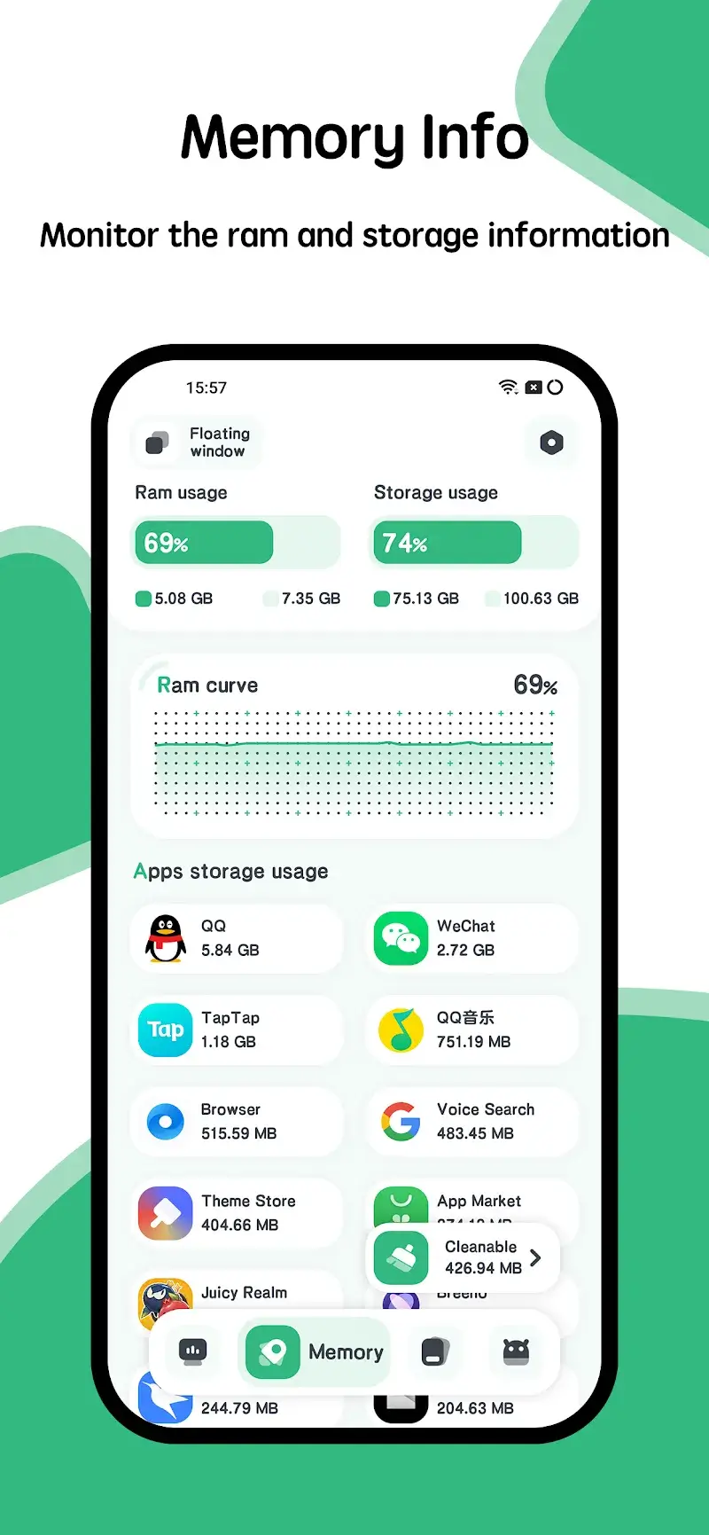 System Monitor Cpu Ram Battery screenshot 3