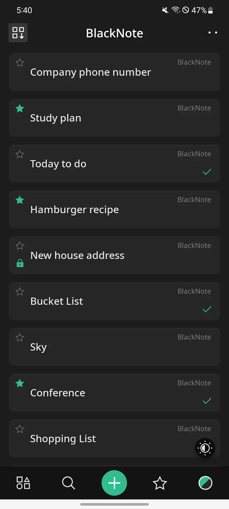 Capture d'écran BlackNote 2