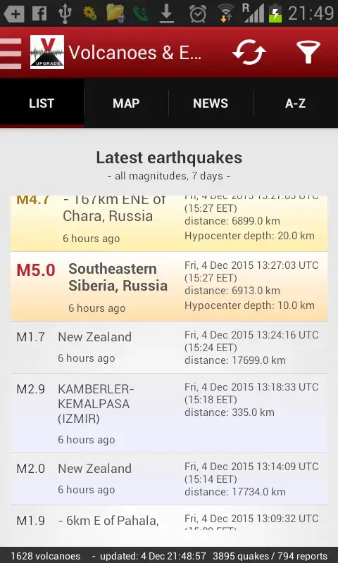 ภาพหน้าจอ Volcanoes & Earthquakes 2