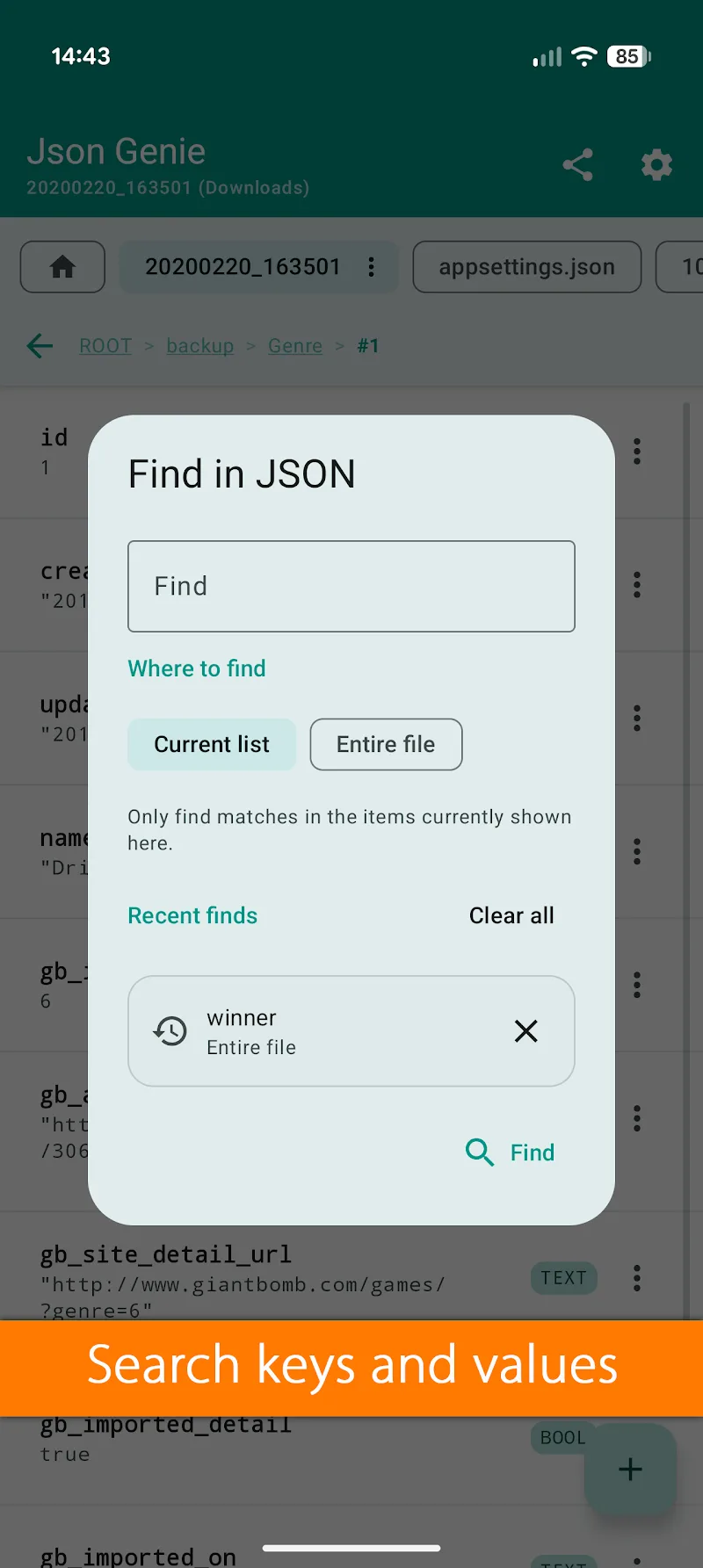Tangkapan layar Json Genie 3