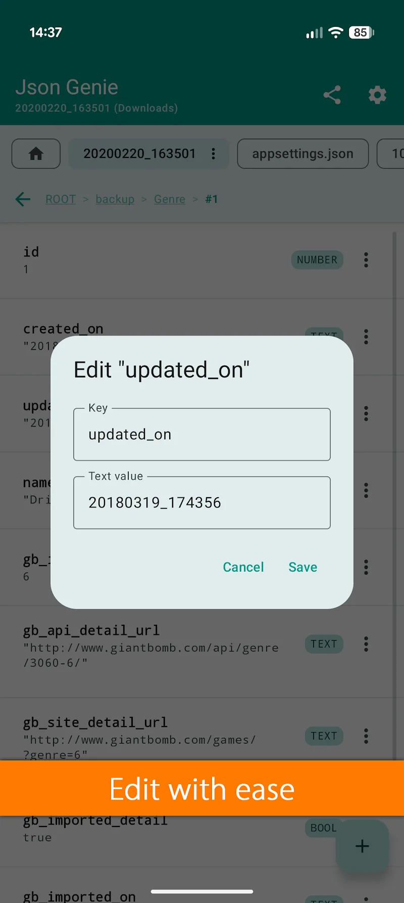 Tangkapan layar Json Genie 2