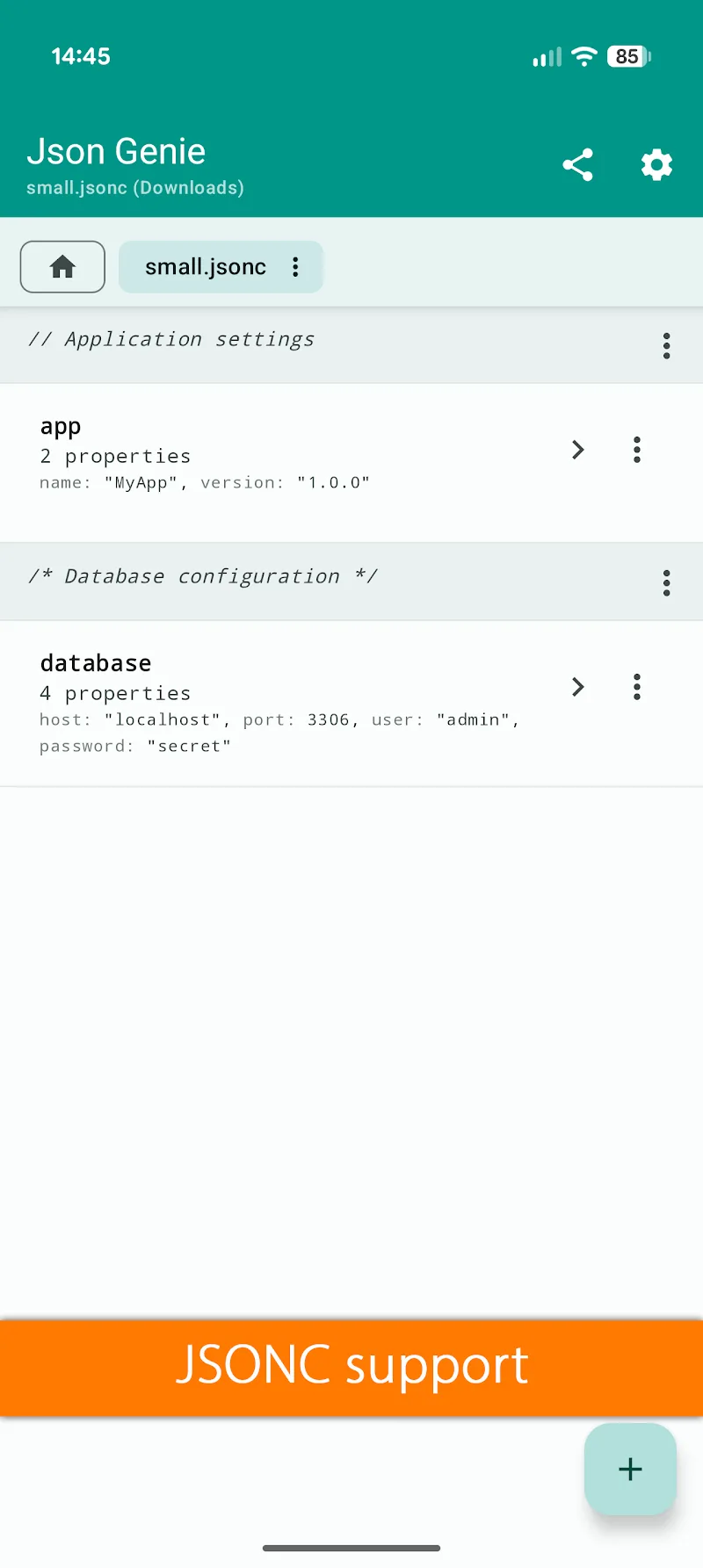 Tangkapan layar Json Genie 4