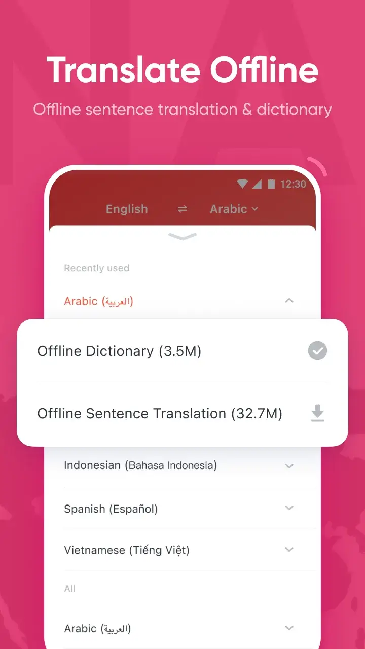 U Dictionary Translator 사용자 인터페이스(UI) 시각 자료