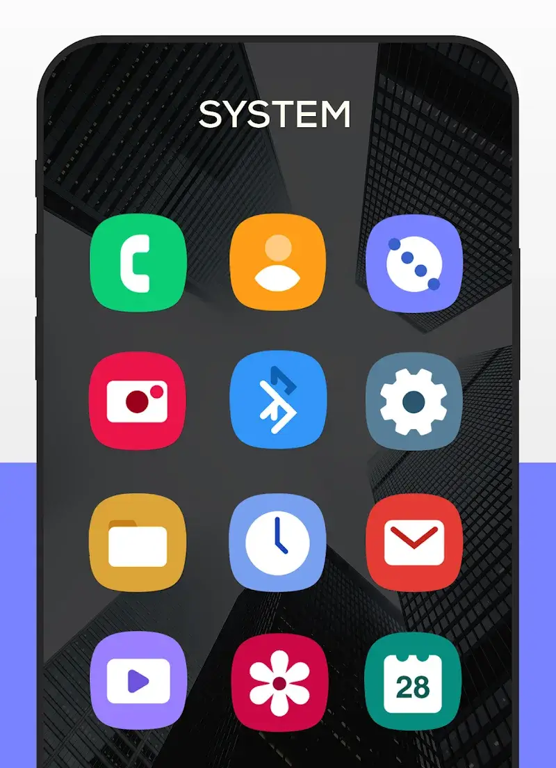 Pratinjau antarmuka ONE Icon Pack 4