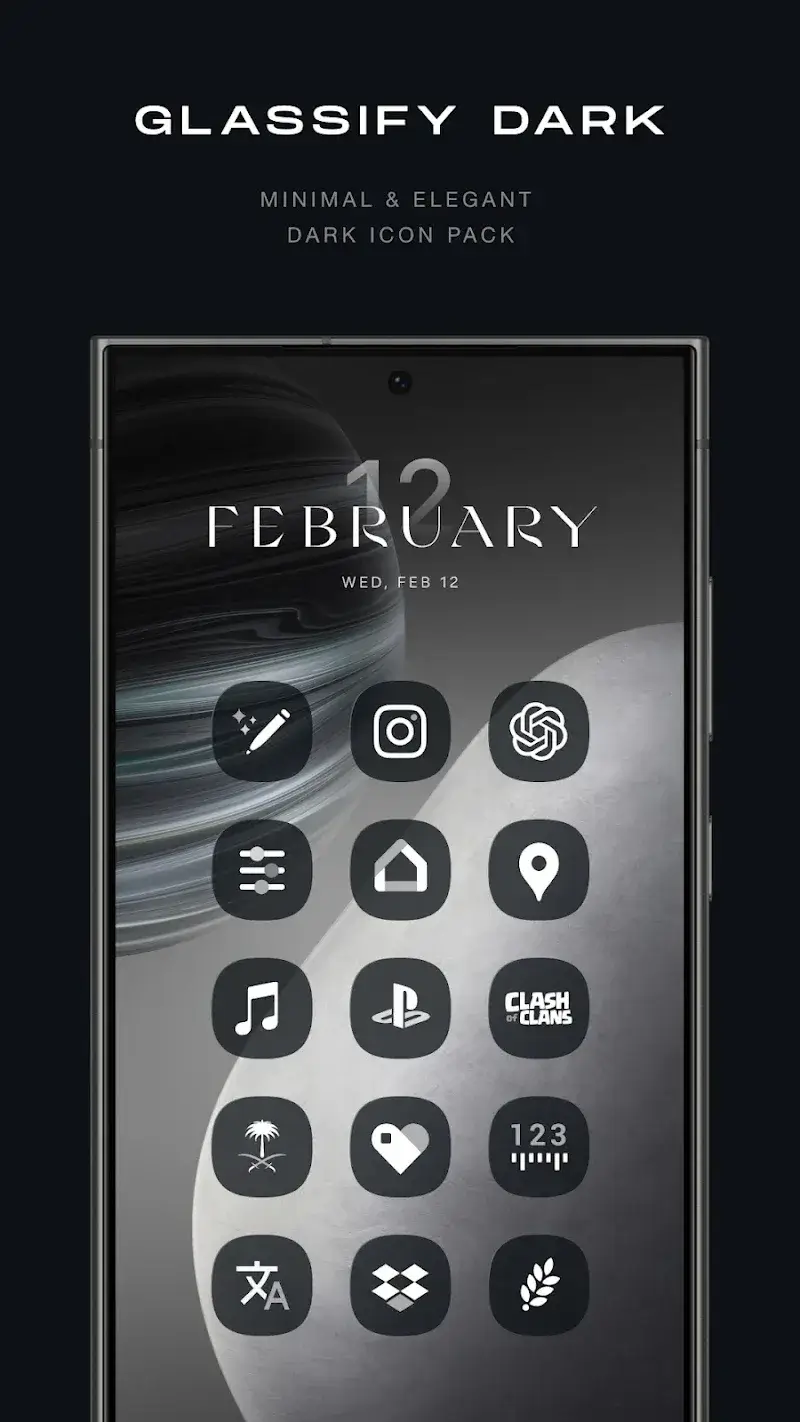 Captura de tela 1 de Glassify Dark Icon Pack
