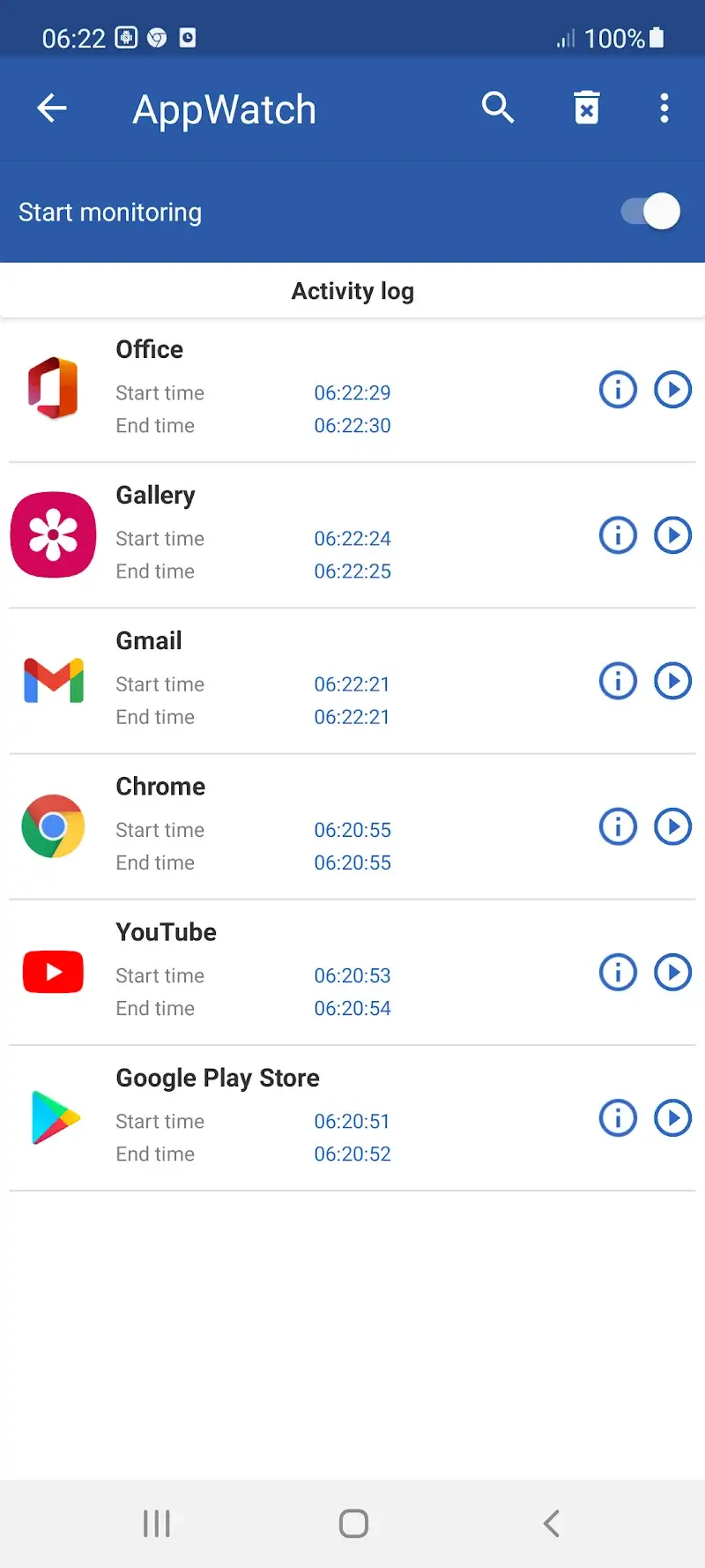Captura de tela do Appwatch 1