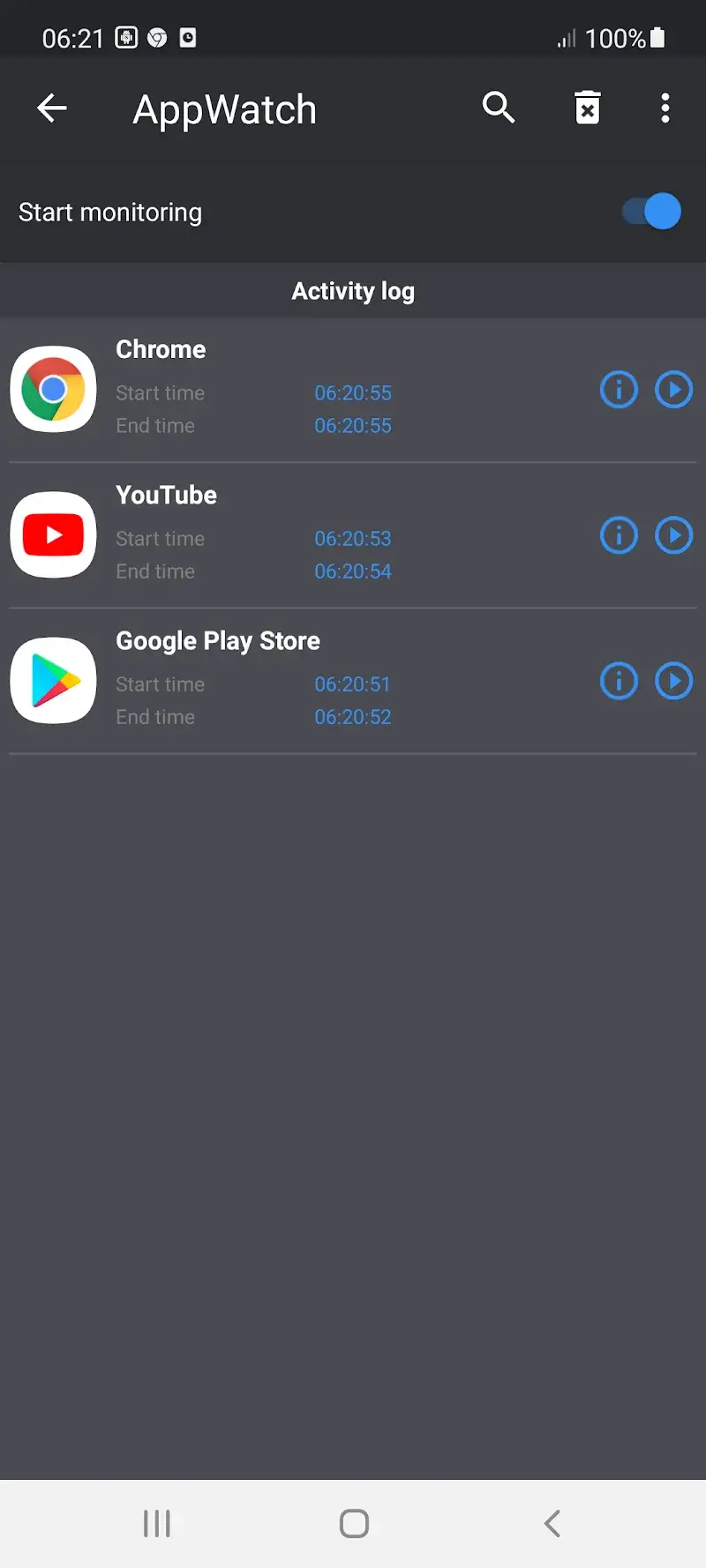 Captura de tela do Appwatch 3