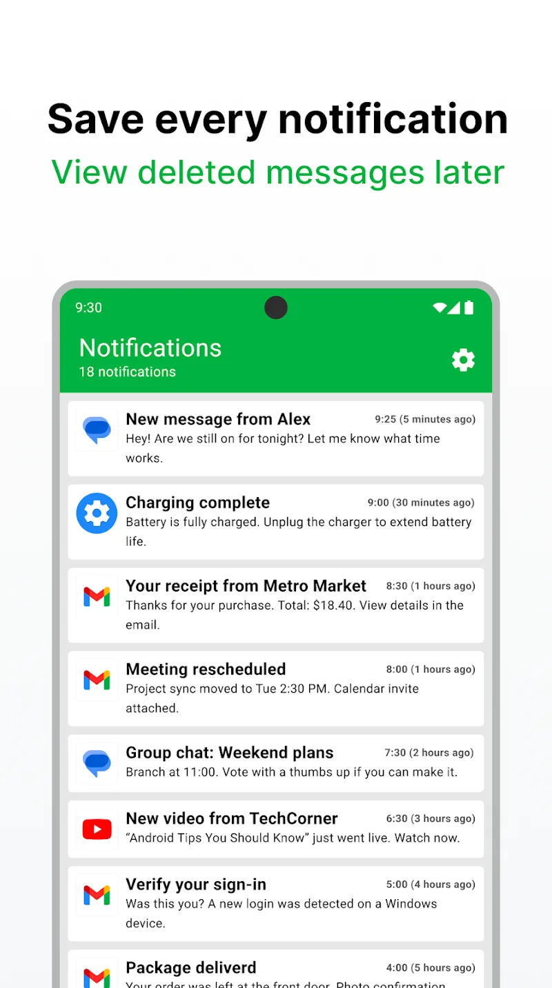 Notification History screenshot 2