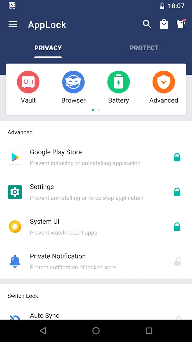 Pratinjau antarmuka AppLock 3