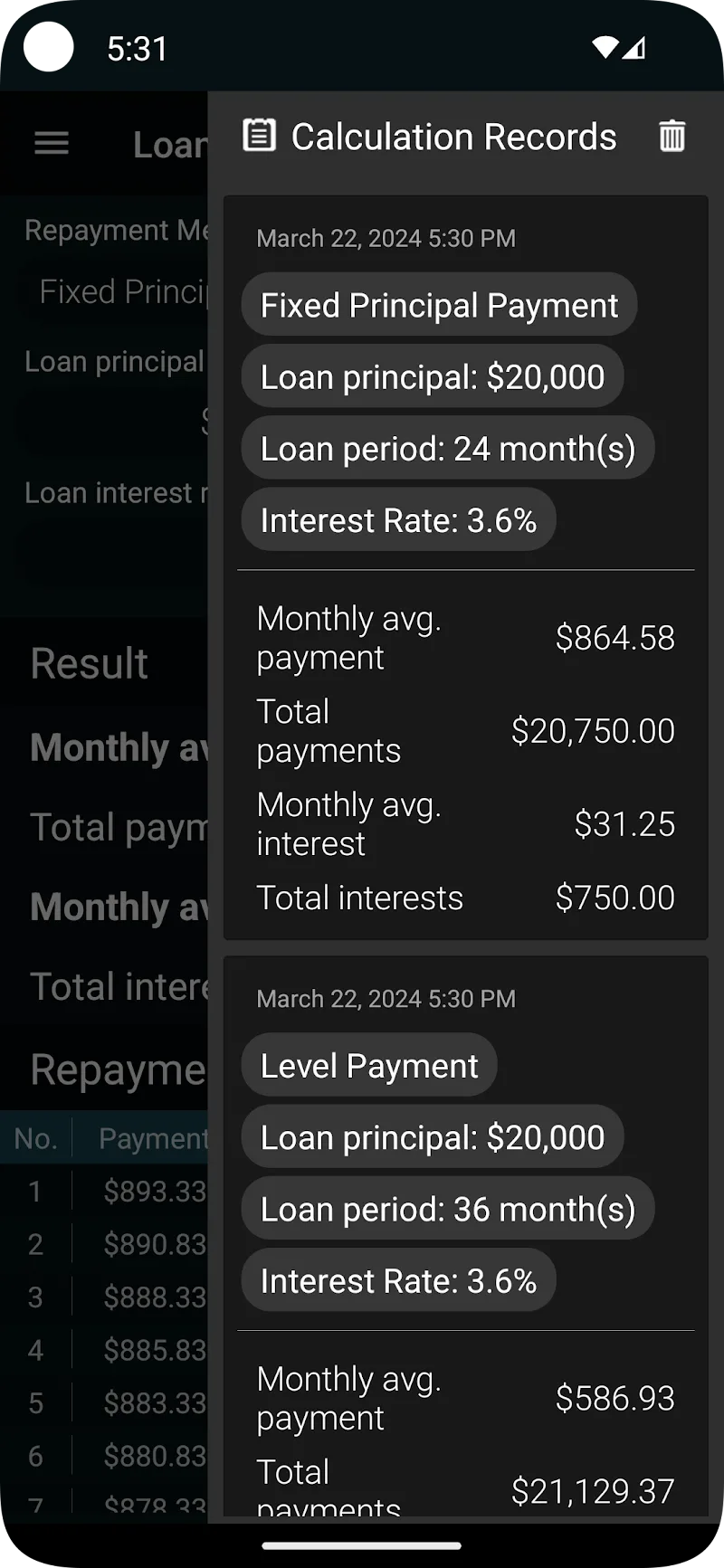 Loan Calculator captura de tela 3