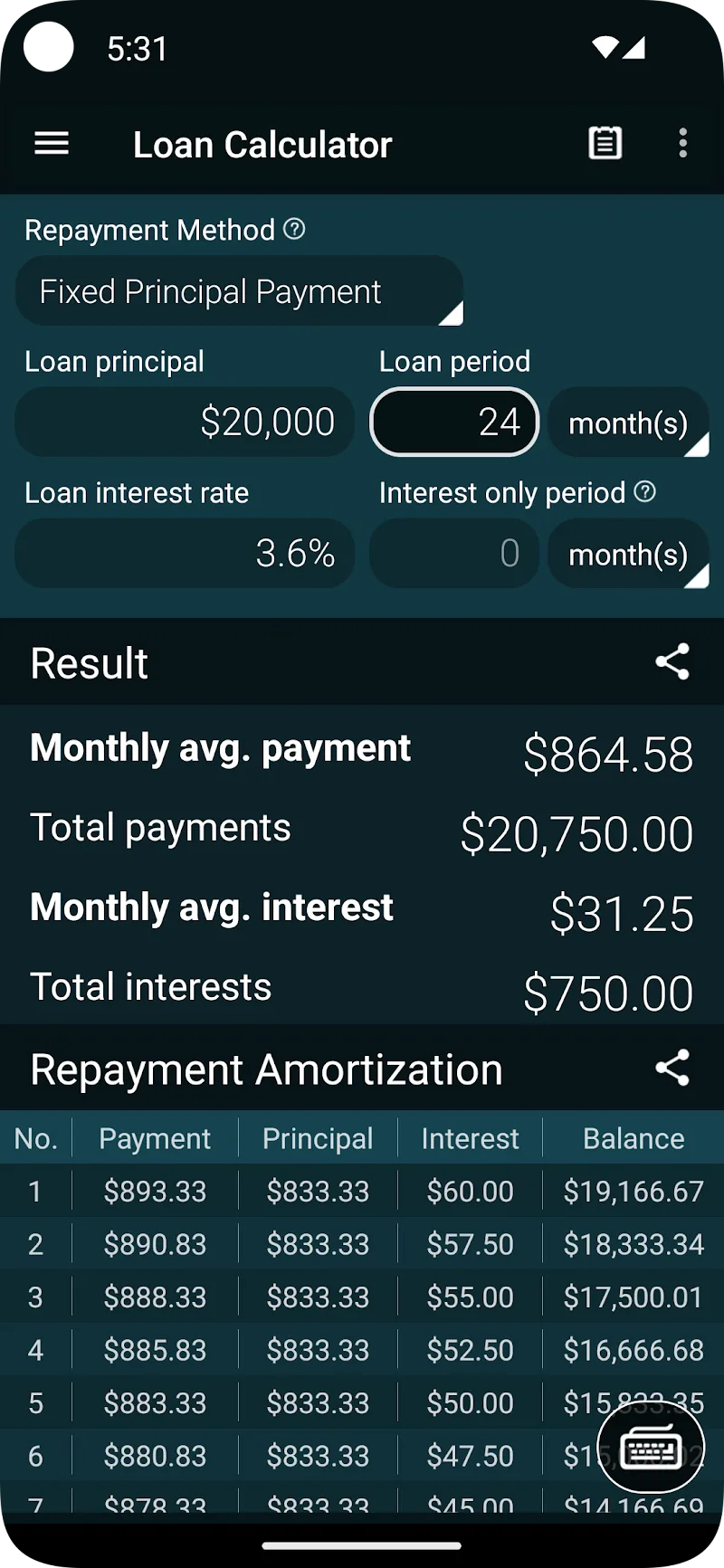 Loan Calculator captura de tela 2
