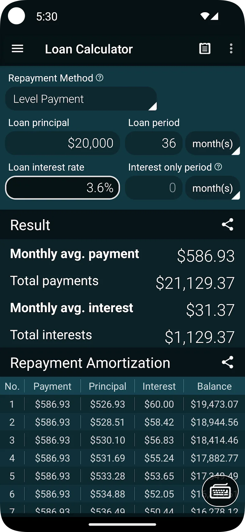 Loan Calculator captura de tela 1