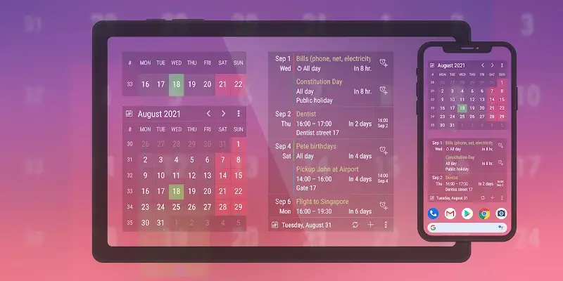 Calendar Widget - Captura de Pantalla 1