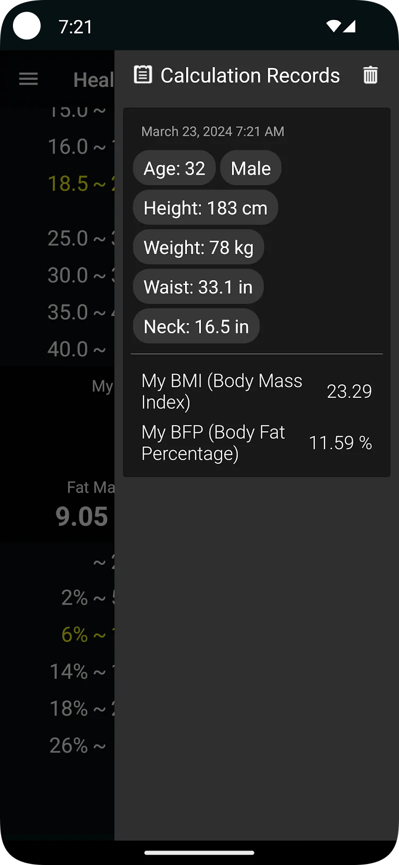 Health Calculator app screenshot 3