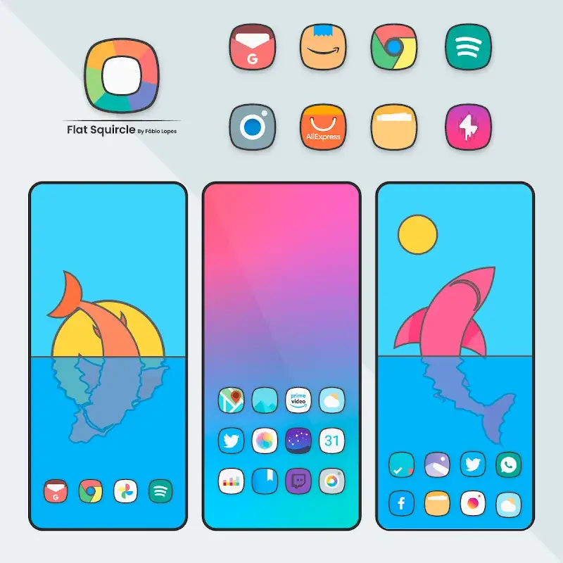 Flat Squircle - Icon Pack capture d'écran 1