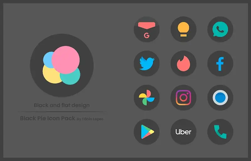 Capture d'écran 4 de Black Pie - Icon Pack APK