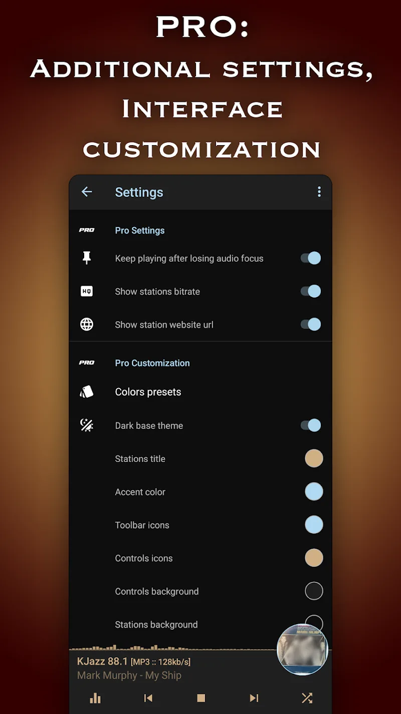 Fifth Screenshot Showing Jazz Radio Options