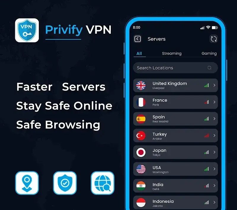Tangkapan layar Privify VPN 1