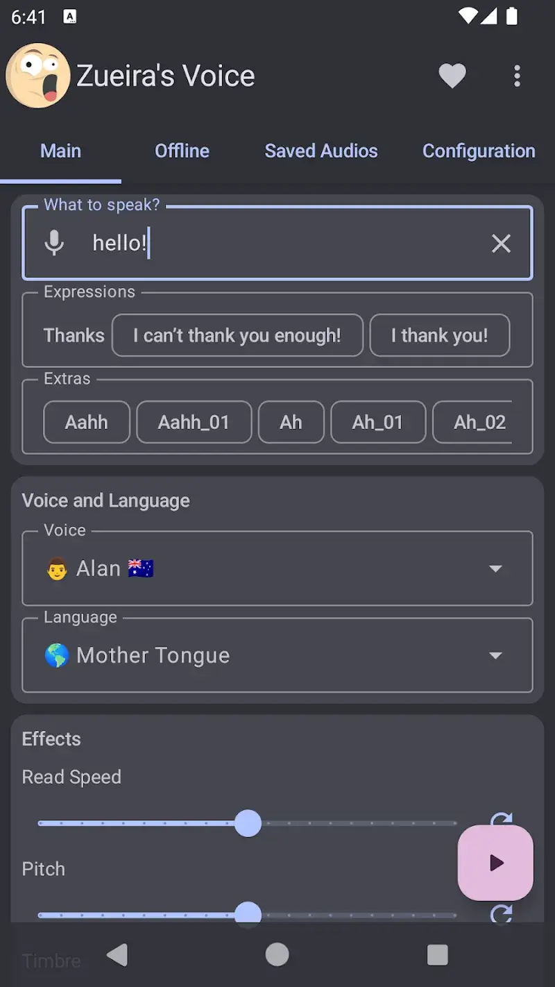 Première image de Zueira’s Voice montrant le menu principal du jeu
