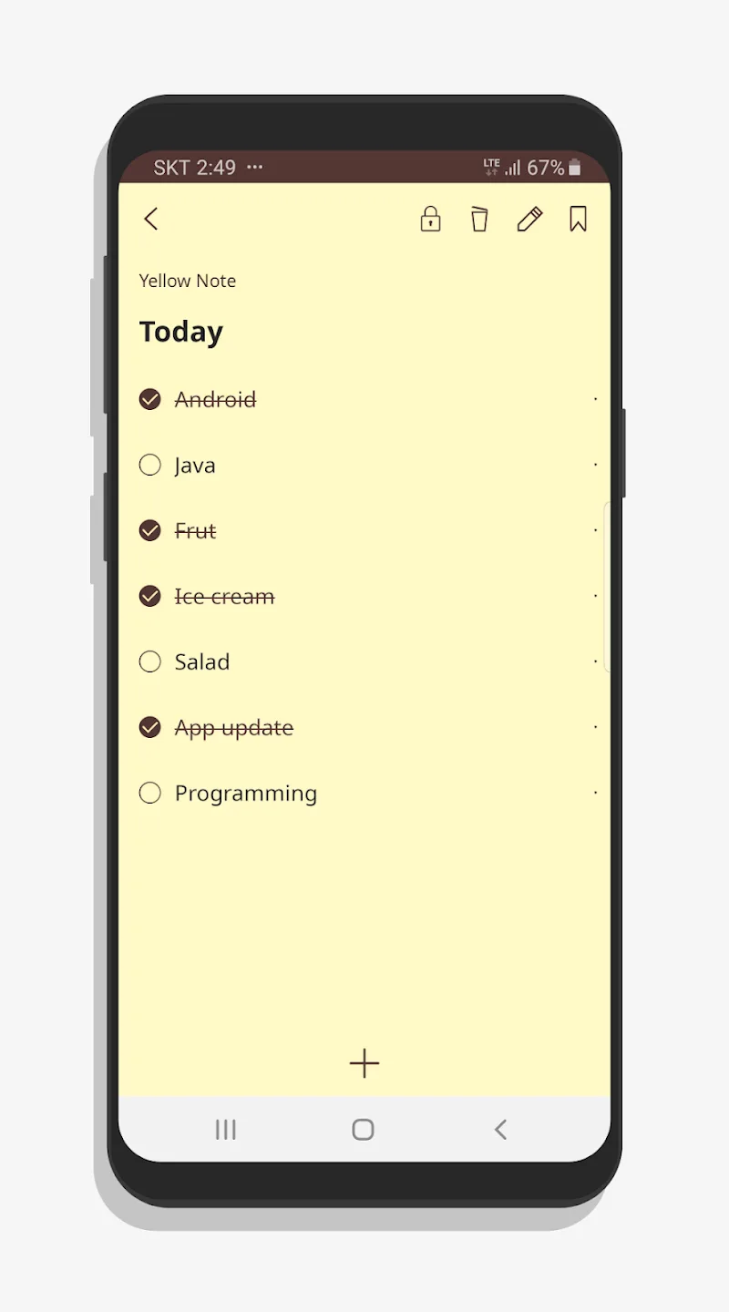 Tangkapan layar aplikasi YellowNote 2