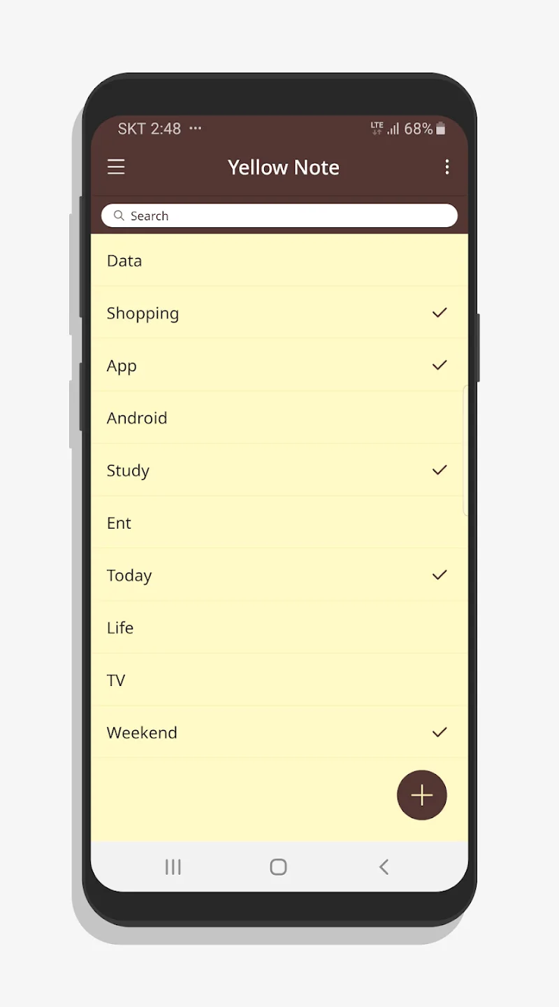 Tangkapan layar aplikasi YellowNote 1
