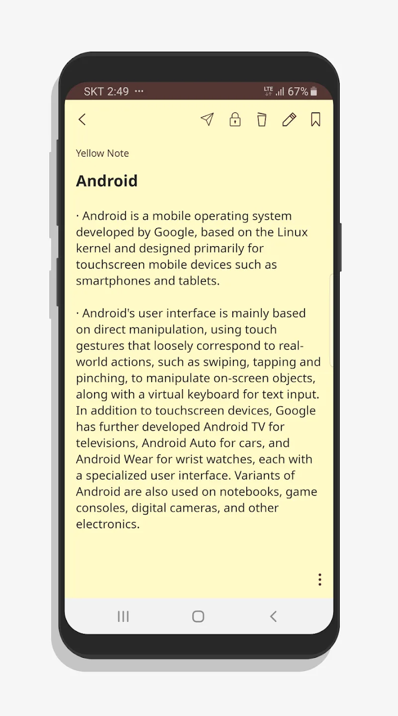 Tangkapan layar aplikasi YellowNote 3