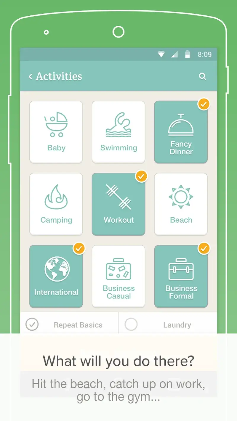 PackPoint travel packing list screenshot 2