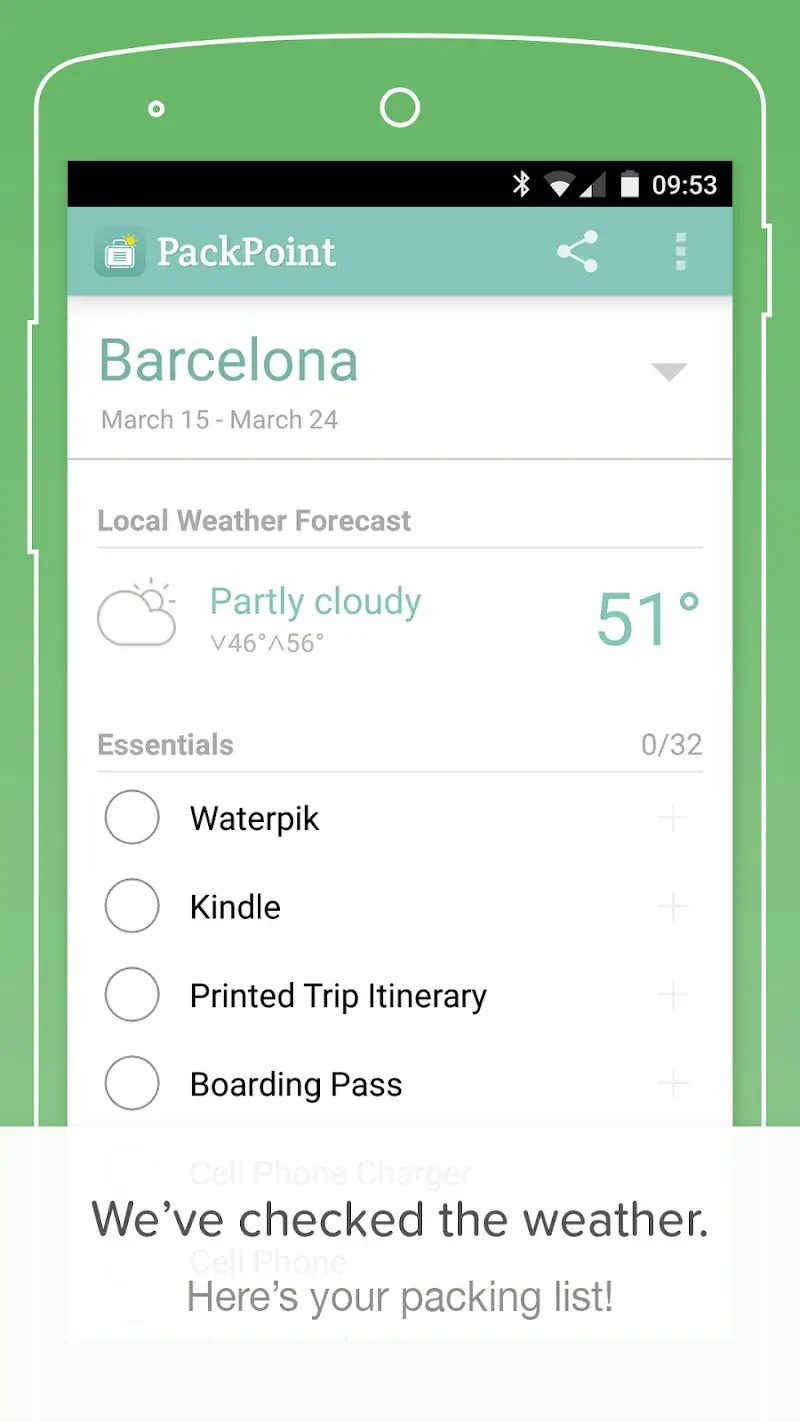 PackPoint travel packing list screenshot 3