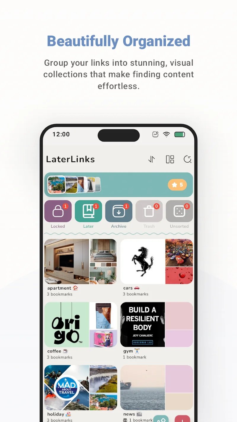 Capture d'écran de LaterLinks présentant l'interface utilisateur