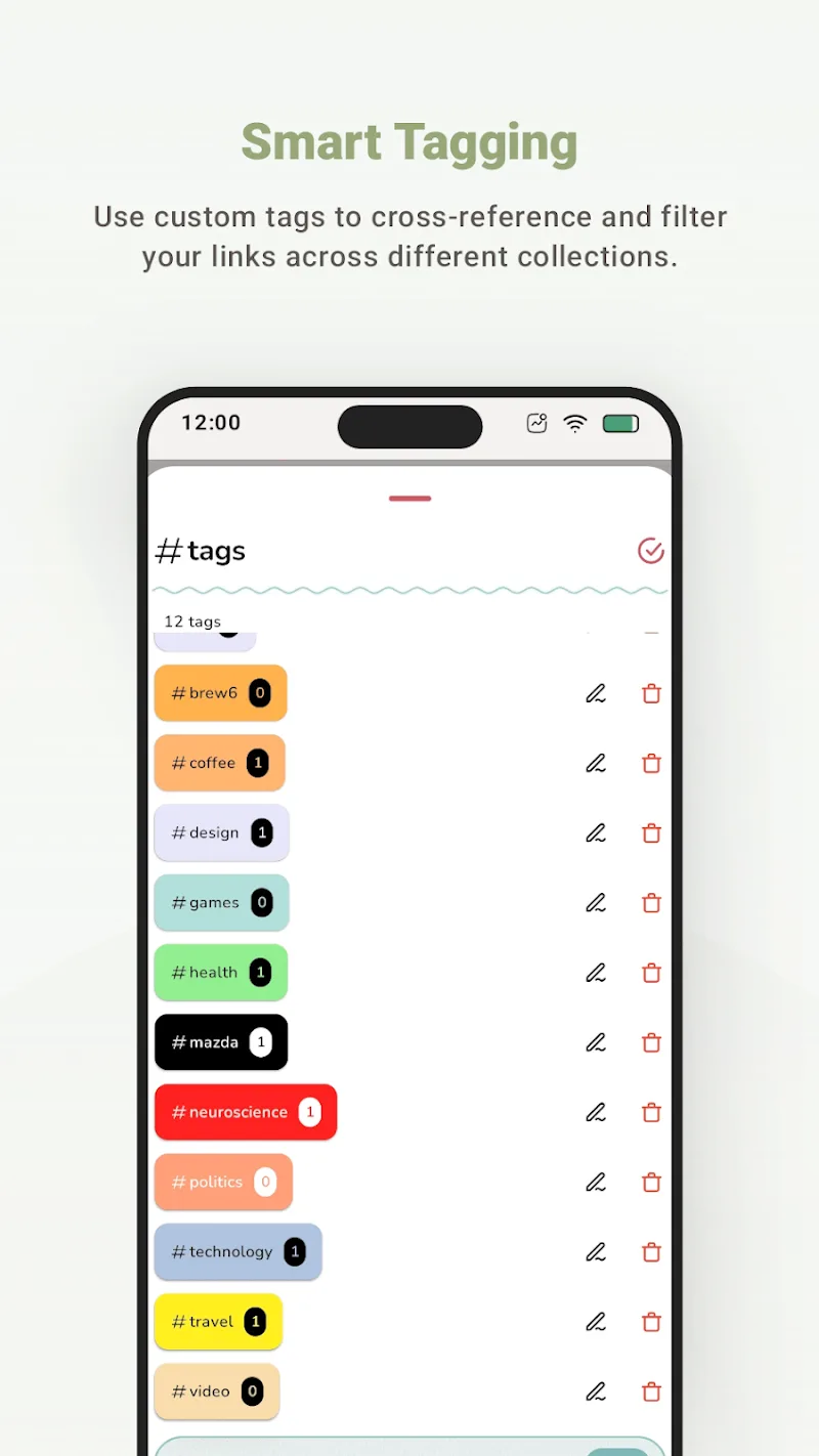 Capture d'écran de LaterLinks mettant en valeur le menu de navigation