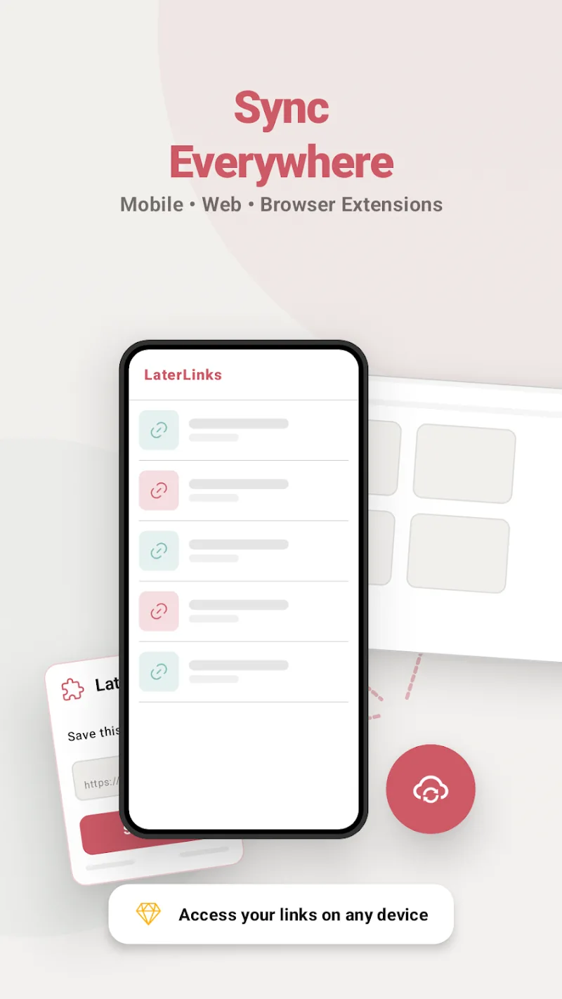 Capture d'écran de LaterLinks présentant les éléments interactifs