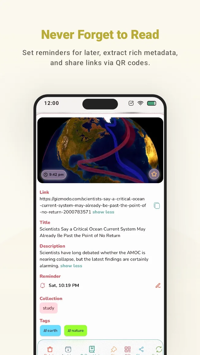Capture d'écran de LaterLinks illustrant la section des notifications